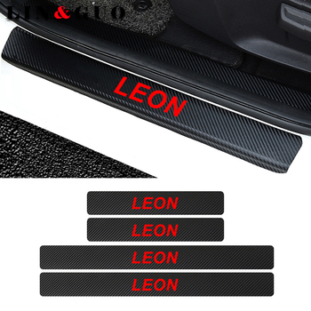 4pcs Door Carbon Fiber Car Scuff Plate sticker Vinyl Decal sticker for SEAT LEON
